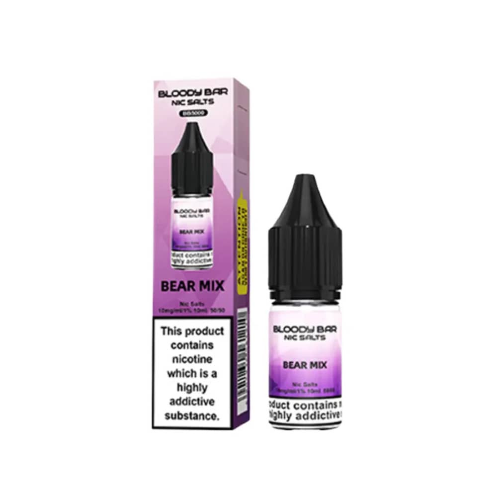 Bloody Bar Nic Salts e liquids 10ml Box of 10 Bear Mix 20mg