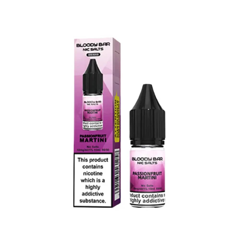 Bloody Bar Nic Salts e liquids 10ml Box of 10 Passionfruit Martini 20mg