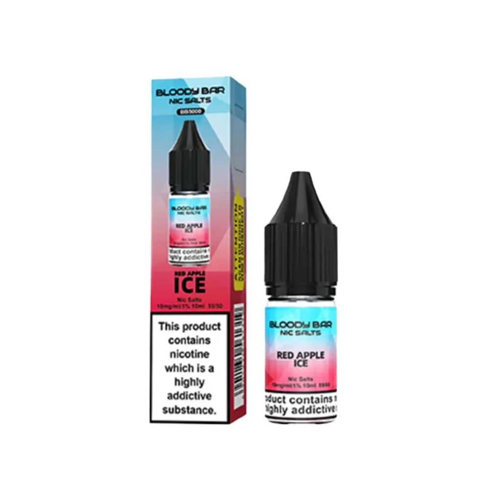 Bloody Bar Nic Salts e liquids 10ml Box of 10 Red Apple Ice 20mg
