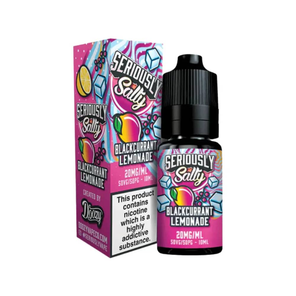Doozy Seriously Salty Nic Salts e liquids 10ml Box of 10 Blackcurrant Lemonade 10mg