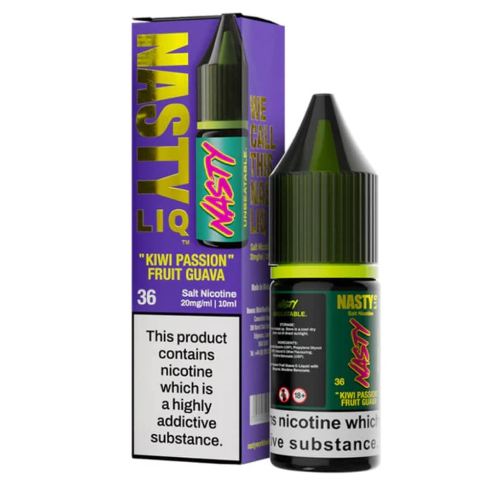 Nasty Liq Nic Salts e liquids 10ml Box of 10 Kiwi Passionfruit Guava 20mg