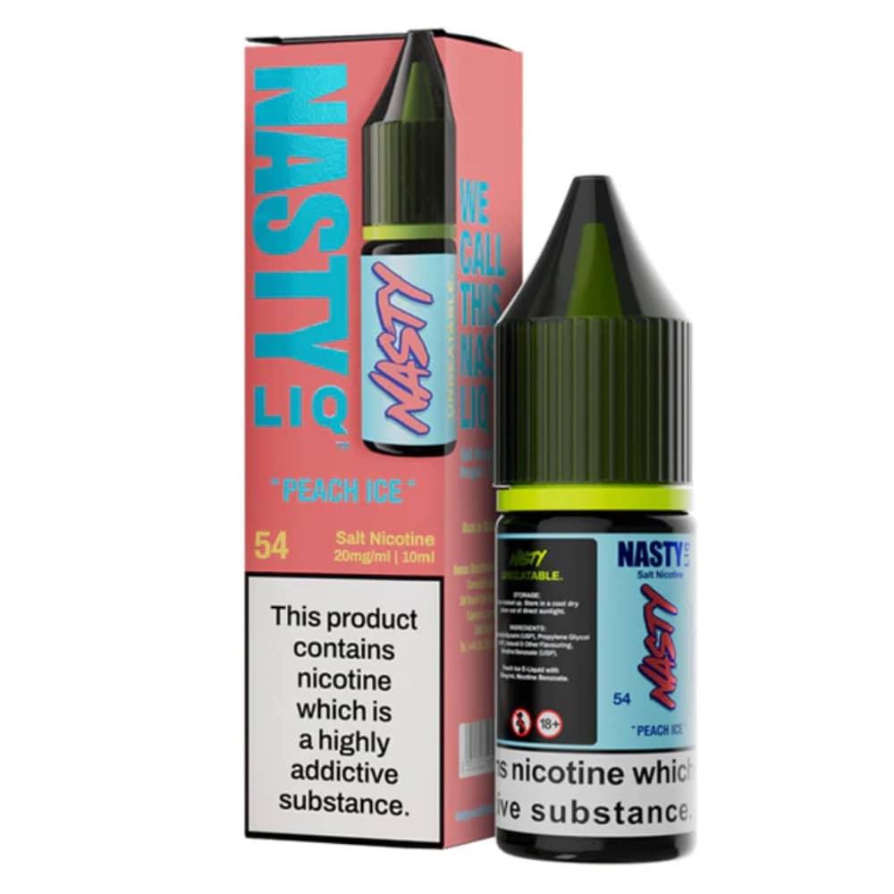 Nasty Liq Nic Salts e liquids 10ml Box of 10 Peach Ice 20mg