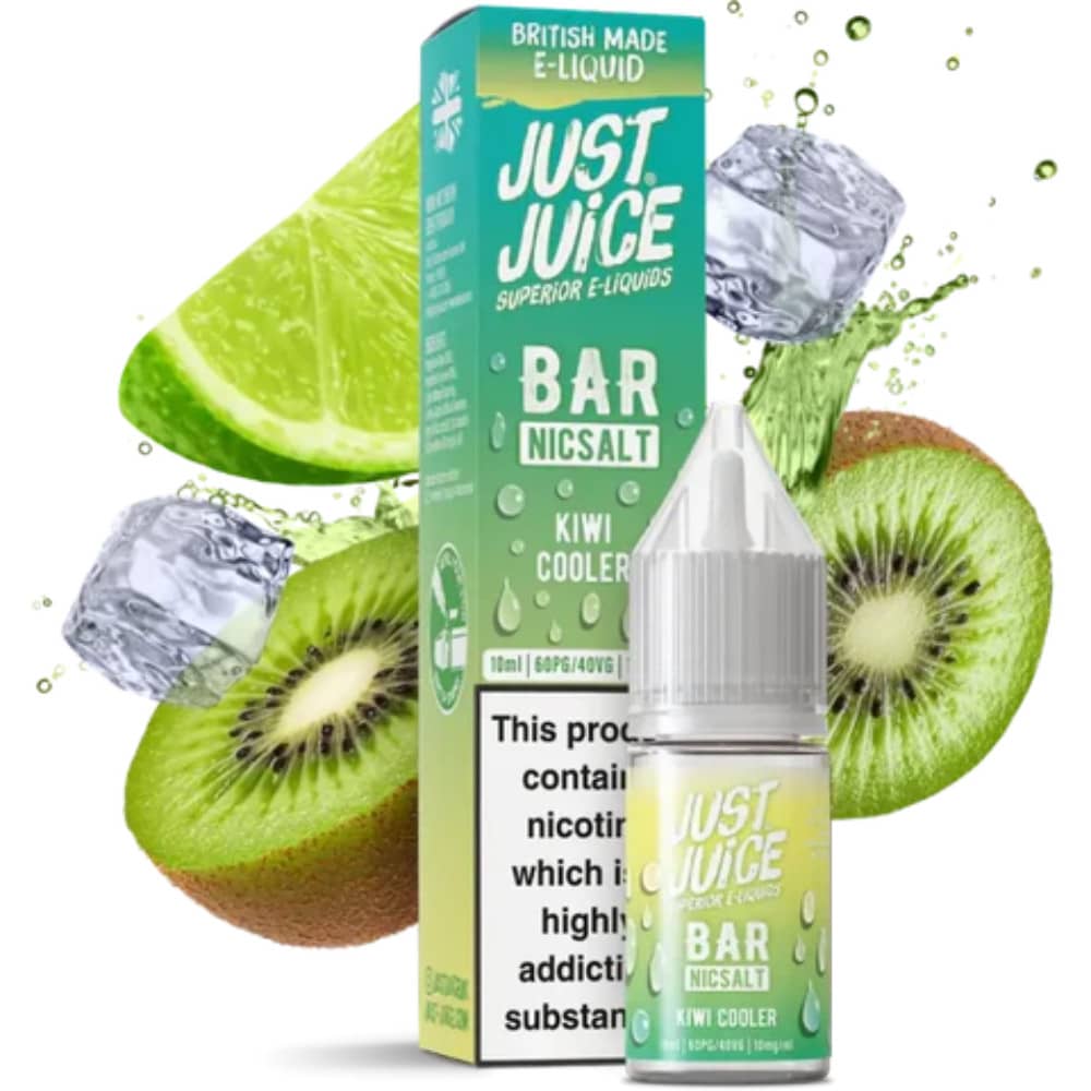 Just Juice Bar Nic Salts e liquids 10ml Box of 10 Kiwi Cooler 10mg