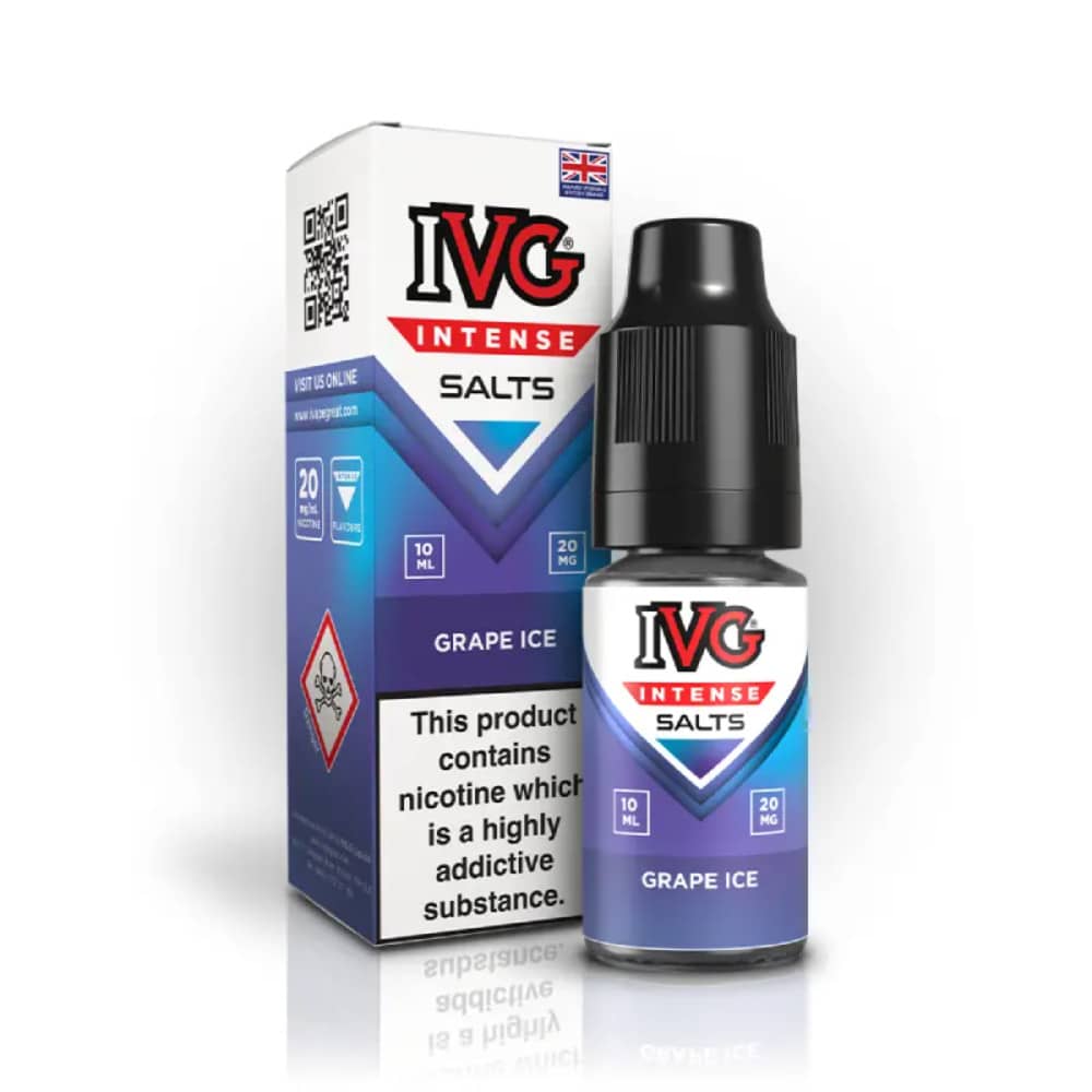 IVG Intense Nic Salts e liquids 10ml Box of 10 Grape Ice 10mg