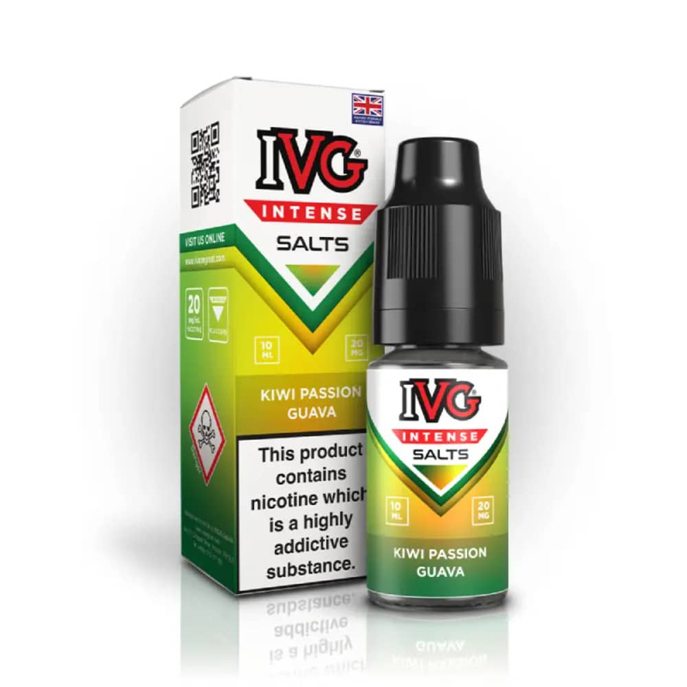 IVG Intense Nic Salts e liquids 10ml Box of 10 Kiwi Passion Guava 20mg