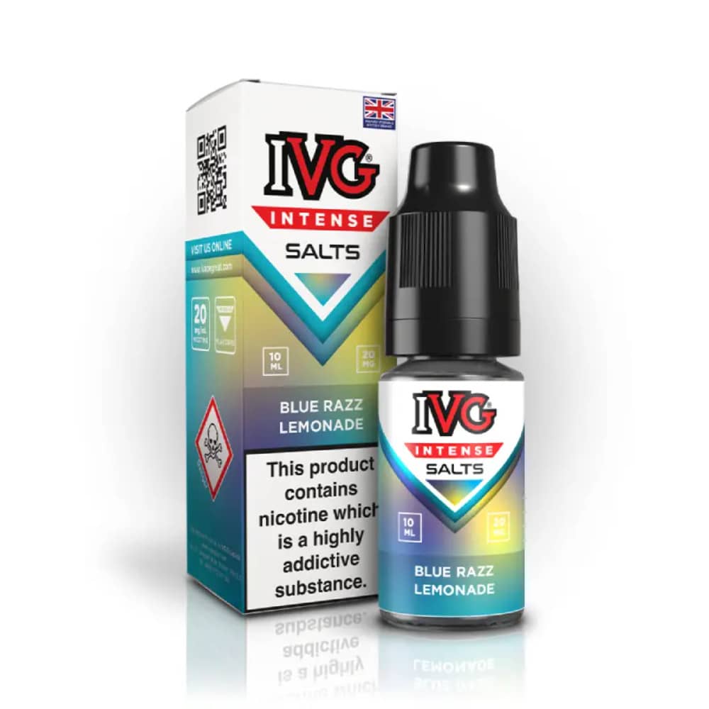 IVG Intense Nic Salts e liquids 10ml Box of 10 Blue Razz Lemonade 10mg