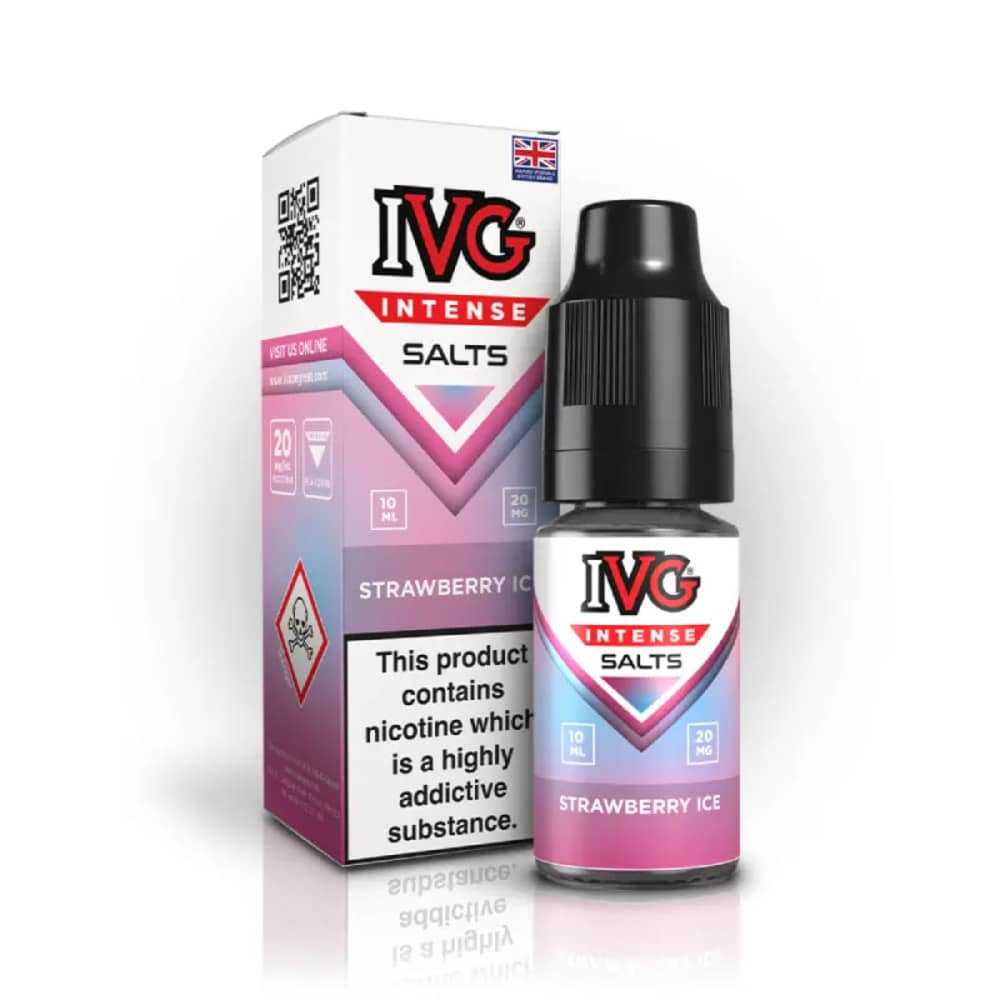 IVG Intense Nic Salts e liquids 10ml Box of 10 Strawberry Ice 10mg