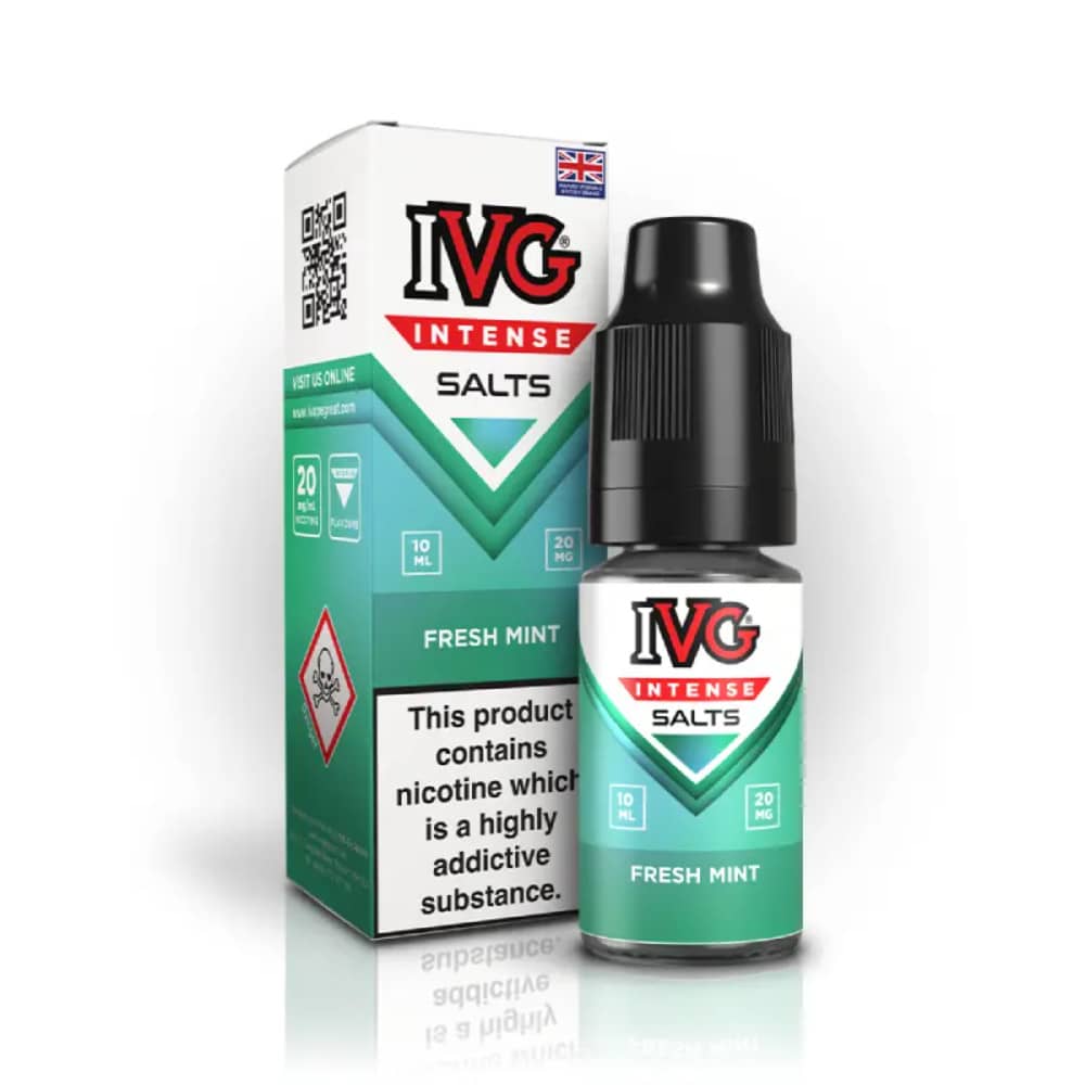 IVG Intense Nic Salts e liquids 10ml Box of 10 Fresh Mint 10mg