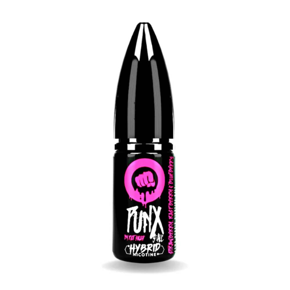 Riot Squad Punx Nic Salts e liquids 10ml Box of 10 Strawberry Raspberry & Blueberry 10mg