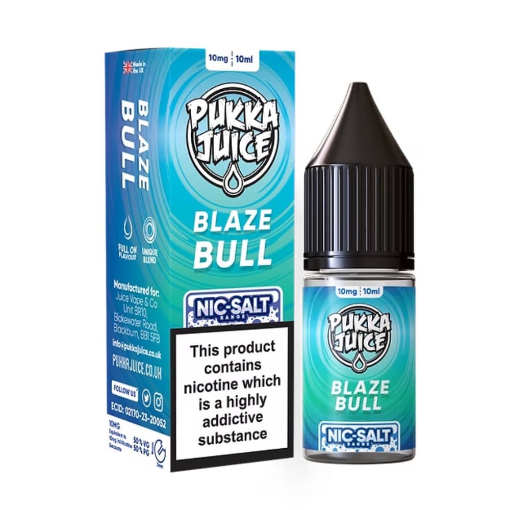 Pukka Juice Nic Salts e liquids 10ml Box of 10 Blaze Bull 20mg