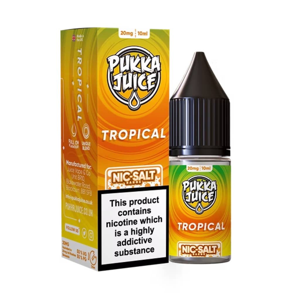 Pukka Juice Nic Salts e liquids 10ml Box of 10 Tropical 10mg