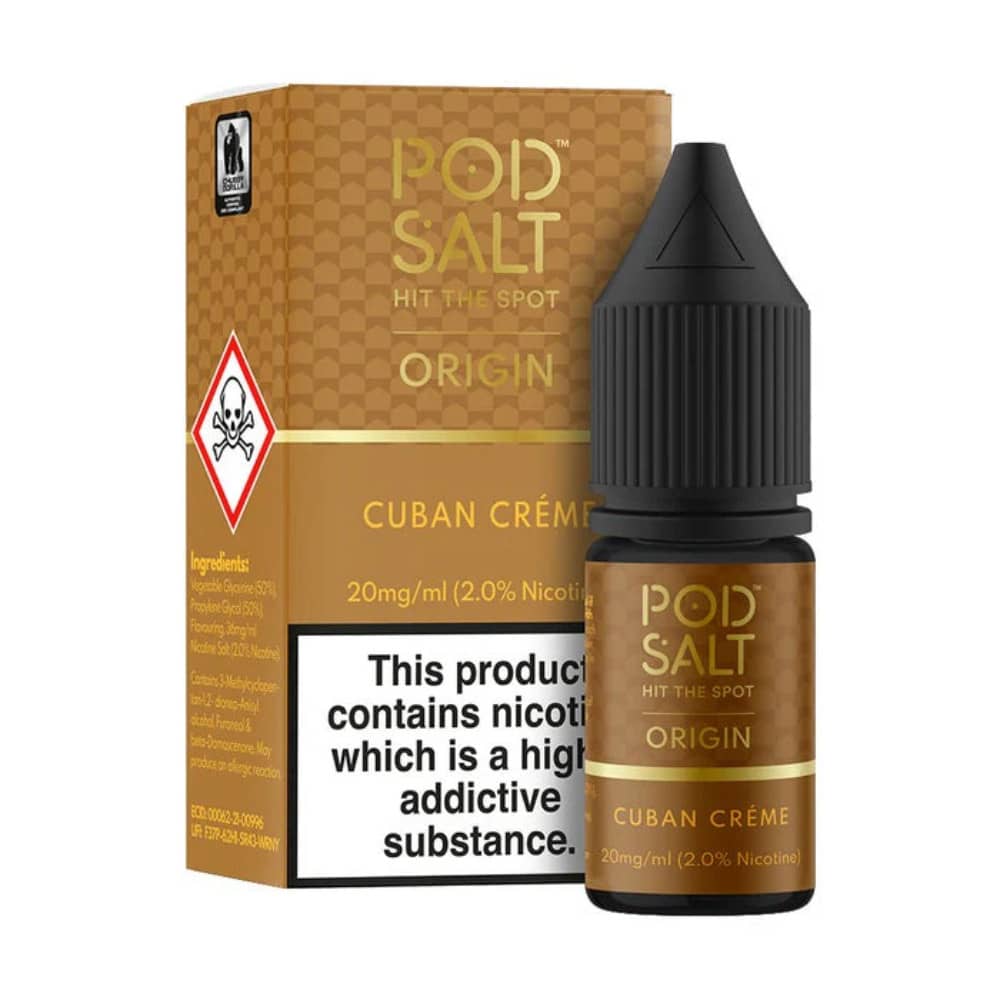Pod Salt Origin Nic Salts e liquids 10ml Box of 5 Cuban Creme 20mg