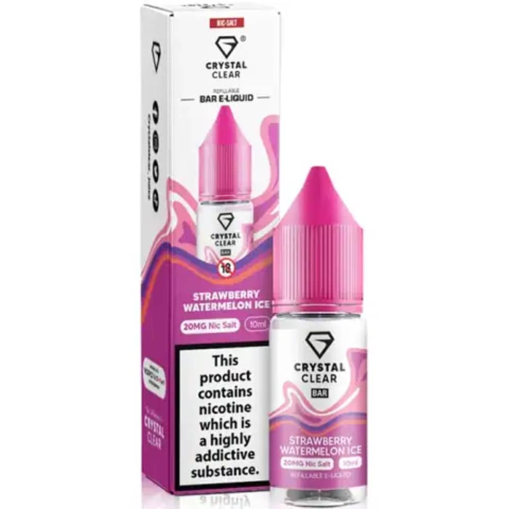 Crystal Clear Nic Salts e liquids 10ml Box of 10 Strawberry Watermelon Ice 20mg