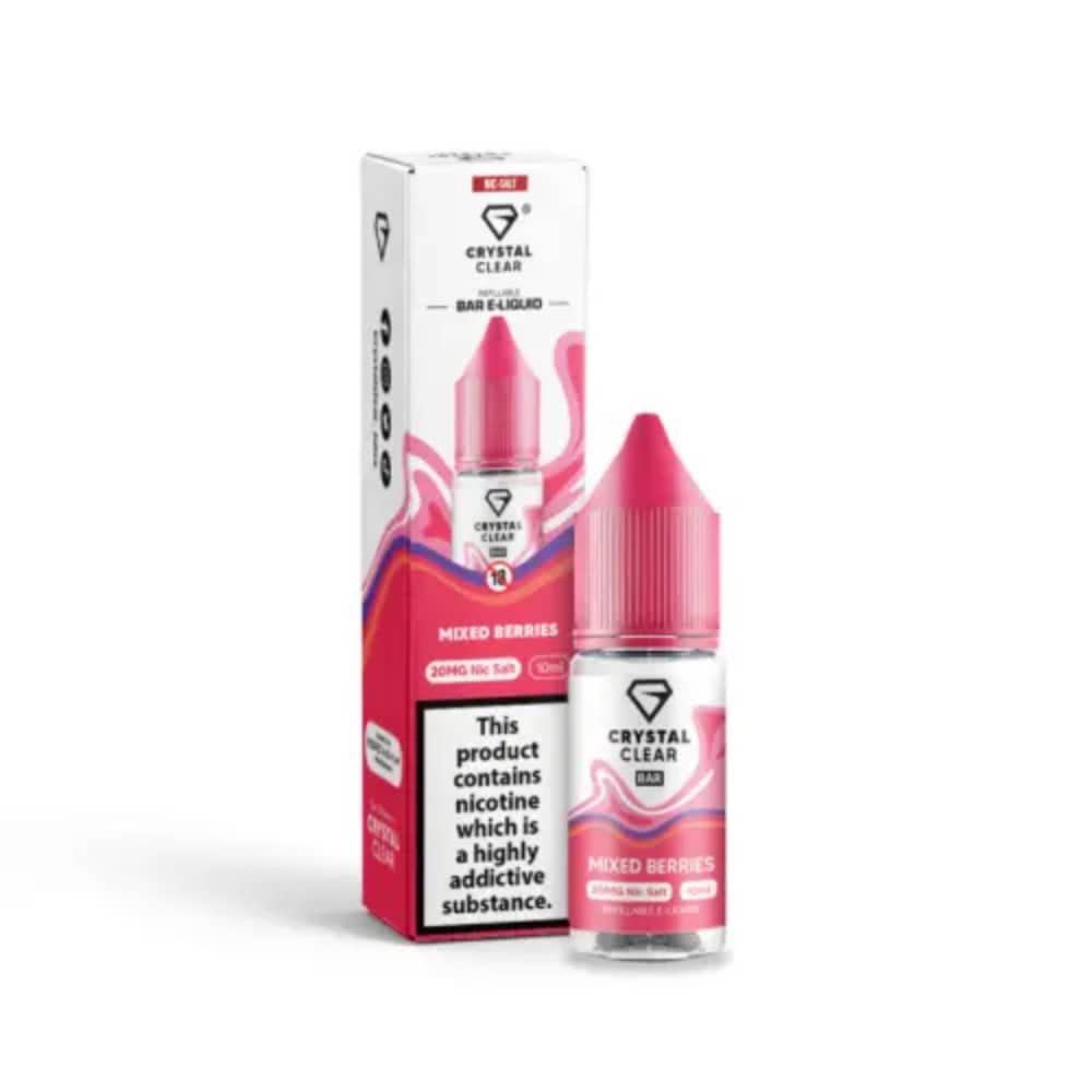 Crystal Clear Nic Salts e liquids 10ml Box of 10 Mixed Berries 20mg