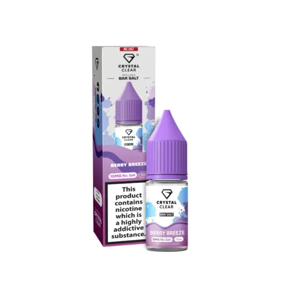 Crystal Clear Nic Salts e liquids 10ml Box of 10 Berry Breeze 10mg