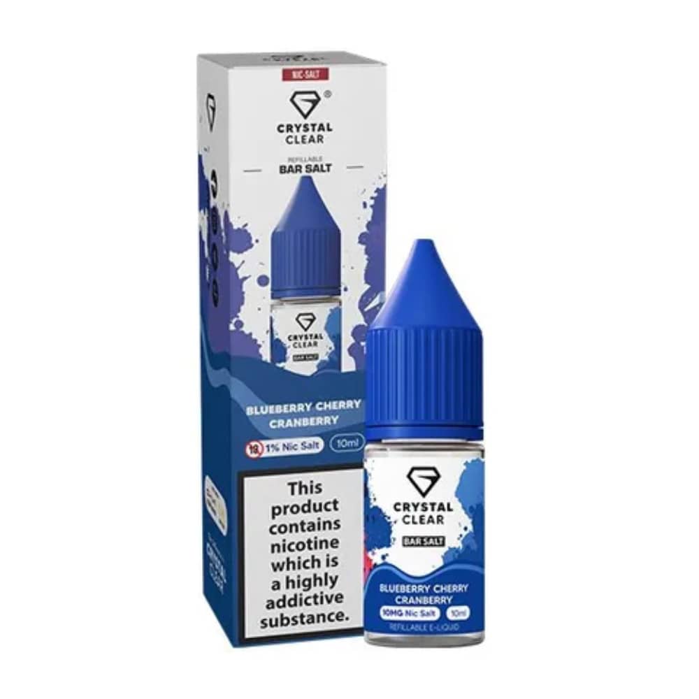 Crystal Clear Nic Salts e liquids 10ml Box of 10 Blueberry Cherry Cranberry 10mg