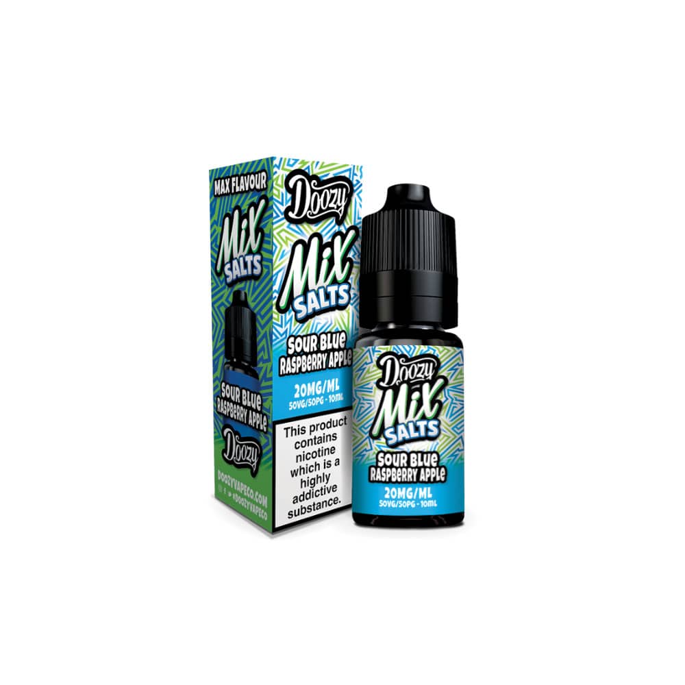 Doozy Mix Nic Salts 10ml e liquids 10ml Box of 10 Sour Blue Raspberry Apple 20mg