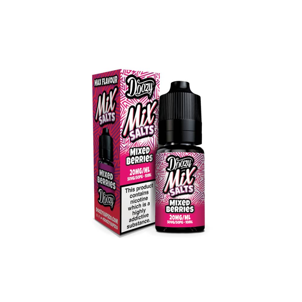 Doozy Mix Nic Salts 10ml e liquids 10ml Box of 10 Mixed Berries 20mg