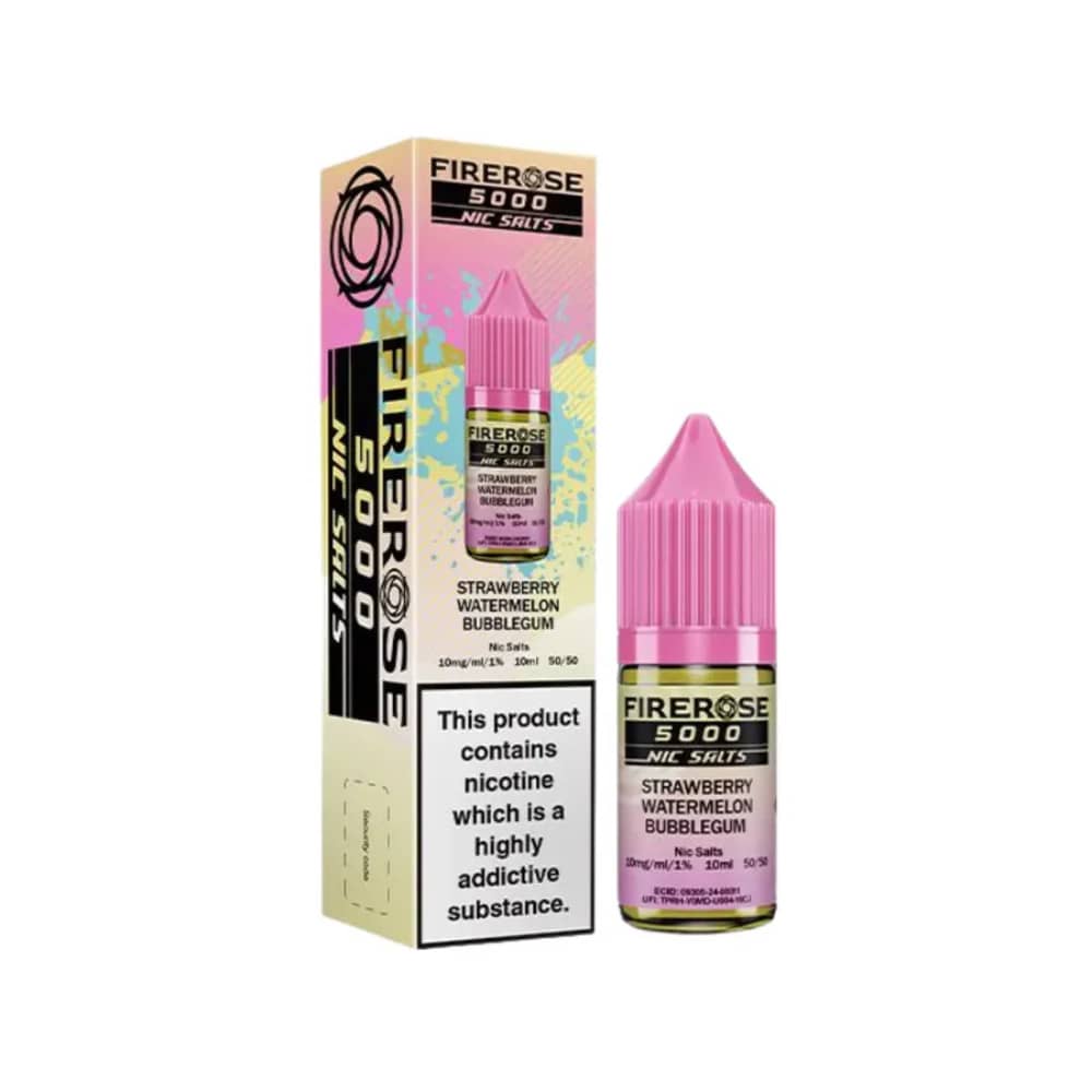 Firerose 5000 Nic Salts e liquids 10ml Box of 10 Strawberry Watermelon Bubblegum 10mg