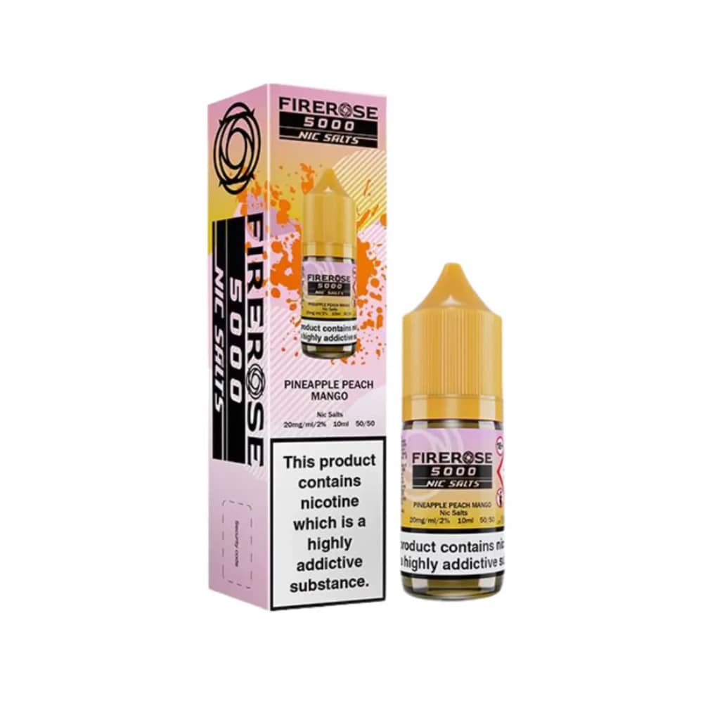 Firerose 5000 Nic Salts e liquids 10ml Box of 10 Pineapple Peach Mango 10mg