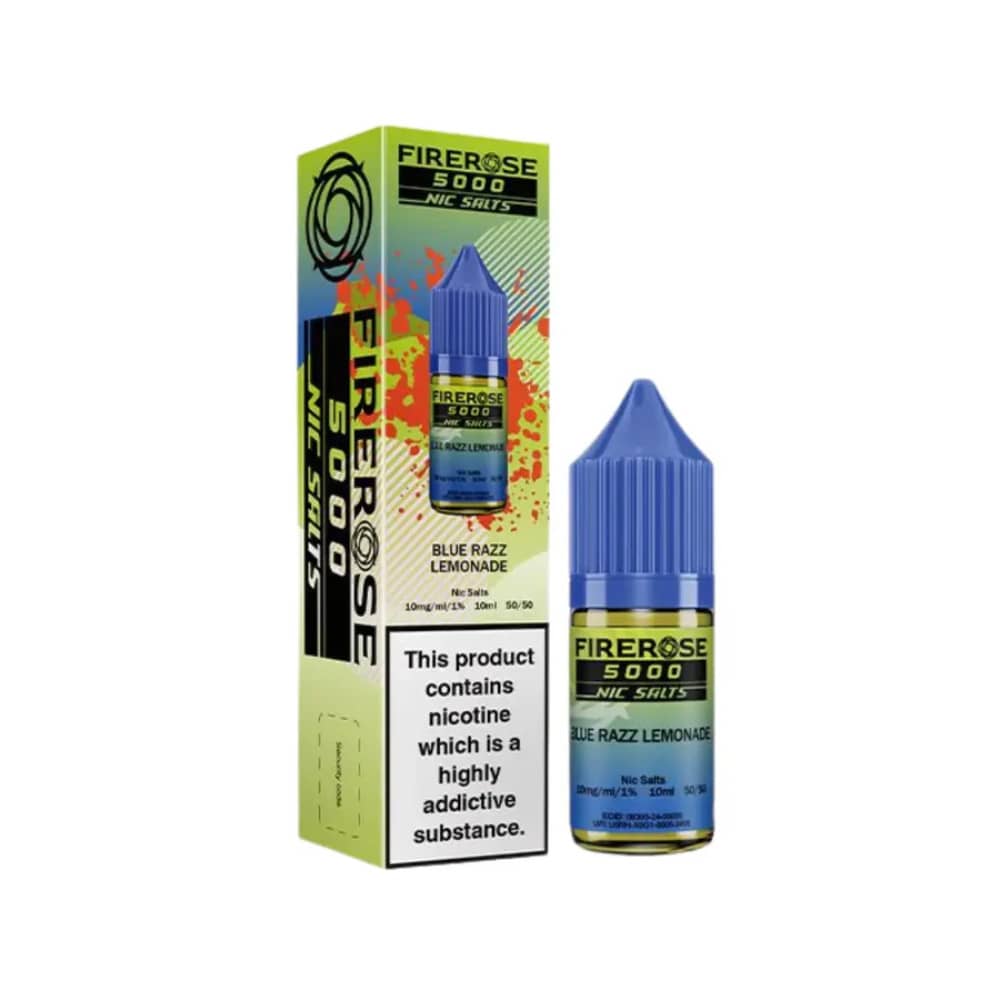 Firerose 5000 Nic Salts e liquids 10ml Box of 10 Blue Razz Lemonade 10mg