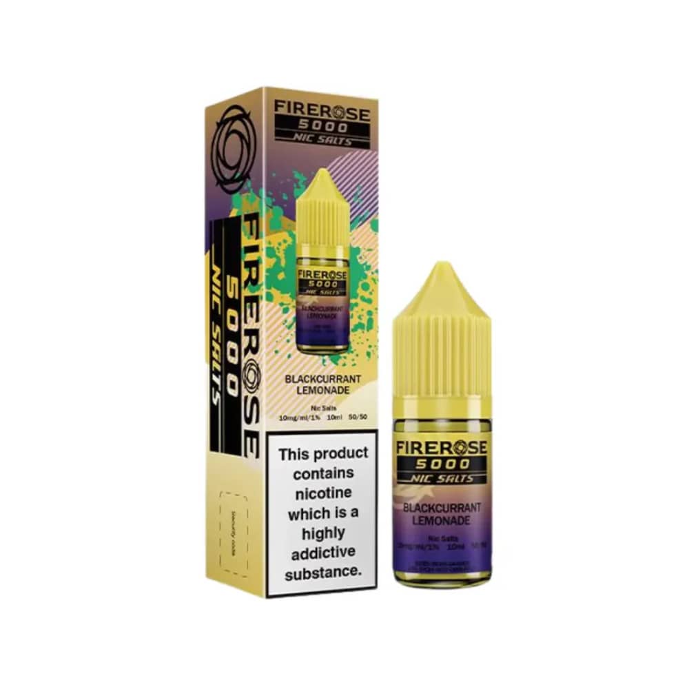 Firerose 5000 Nic Salts e liquids 10ml Box of 10 Blackcurrant Lemonade 10mg