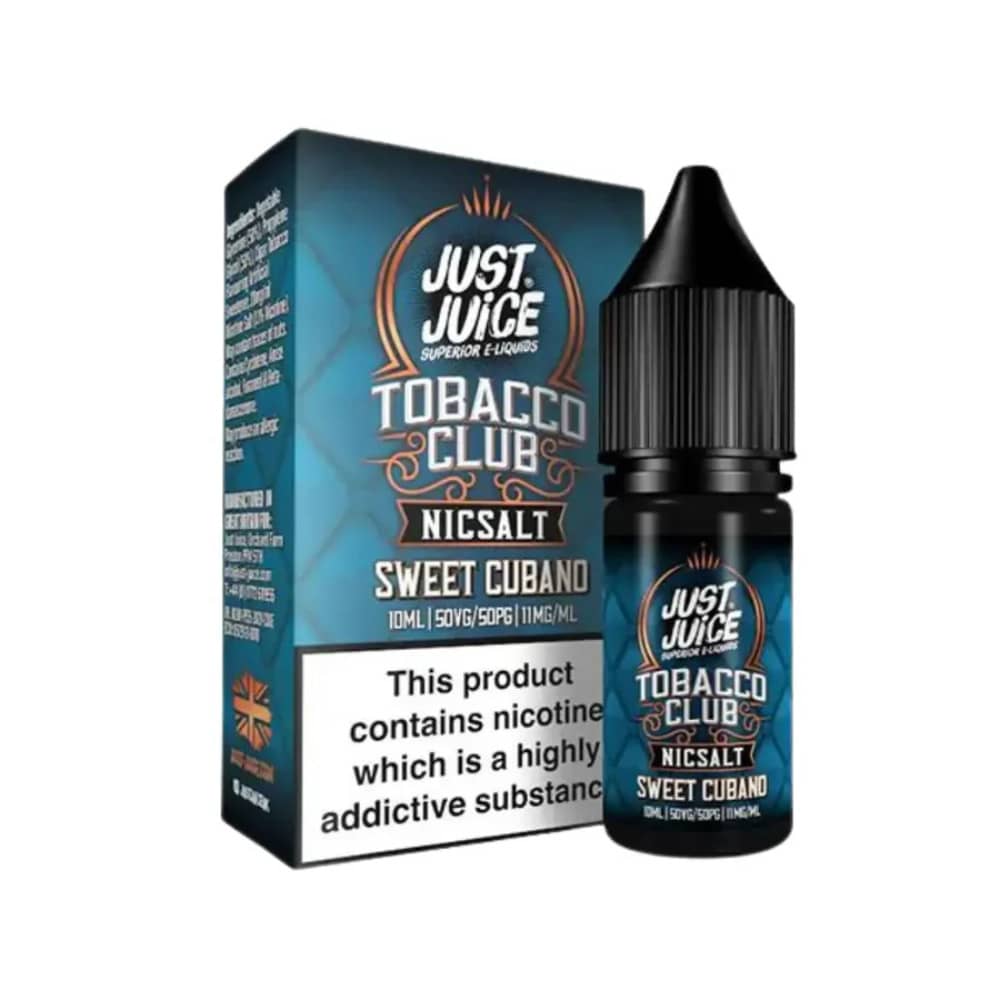 Just Juice Tobacco Club Nic Salts e liquids 10ml Box of 5 Sweet Cubano Tobacco 20mg