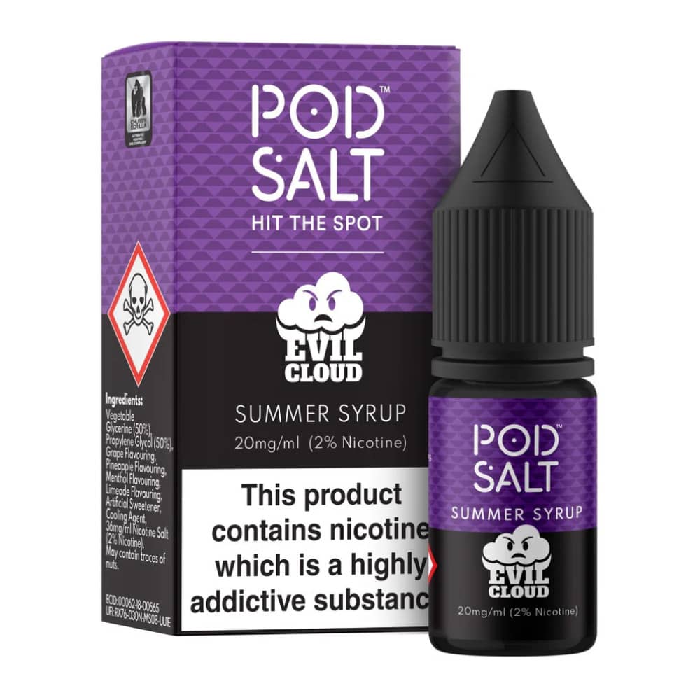 Pod Salt Fusions Nic Salts e liquids 10ml Box of 5 Evil Cloud - Summer Syrup 20mg