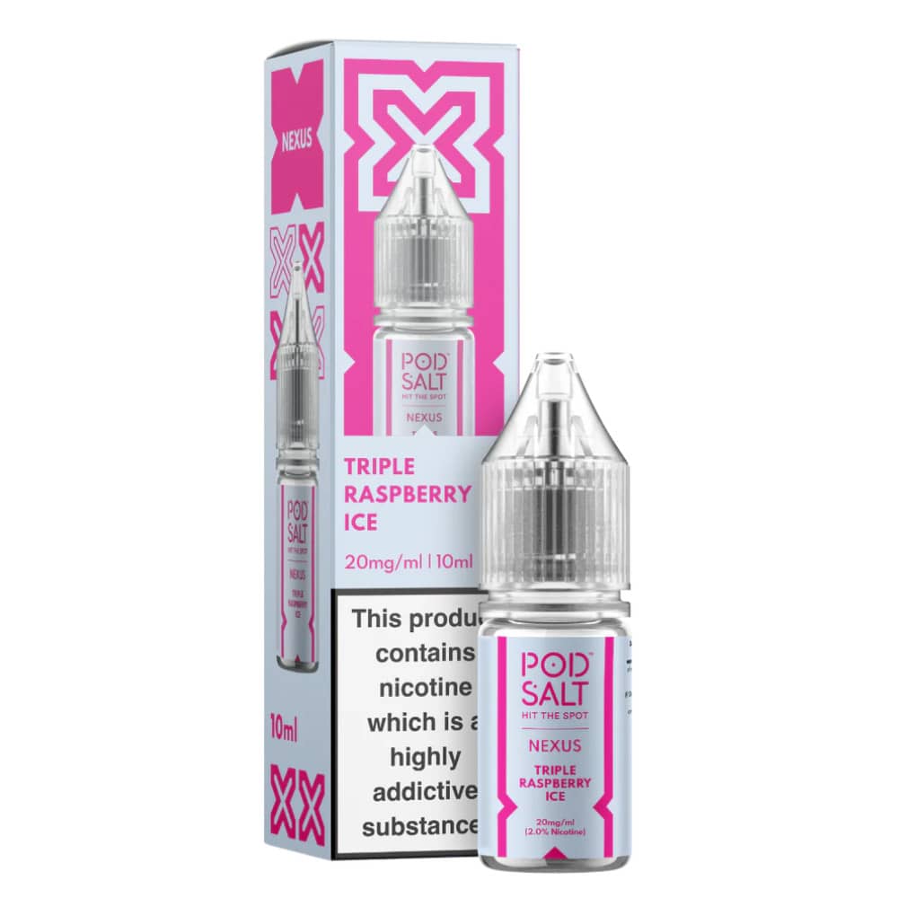 Pod Salt Nexus e liquids 10ml Box of 10 Triple Raspberry Ice 20mg