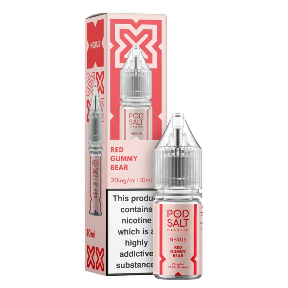 Pod Salt Nexus e liquids 10ml Box of 10 Red Gummy Bear 10mg