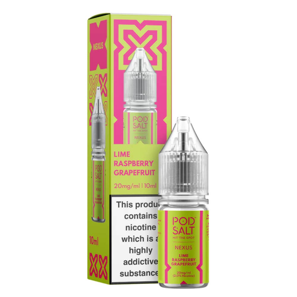 Pod Salt Nexus e liquids 10ml Box of 10 Lime Raspberry Grapefruit 10mg