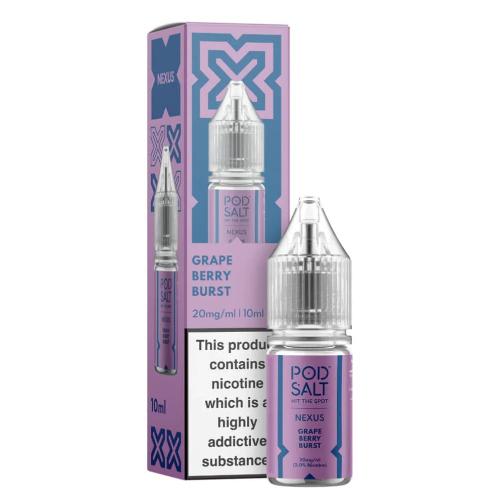 Pod Salt Nexus e liquids 10ml Box of 10 Grape Berry Burst 20mg