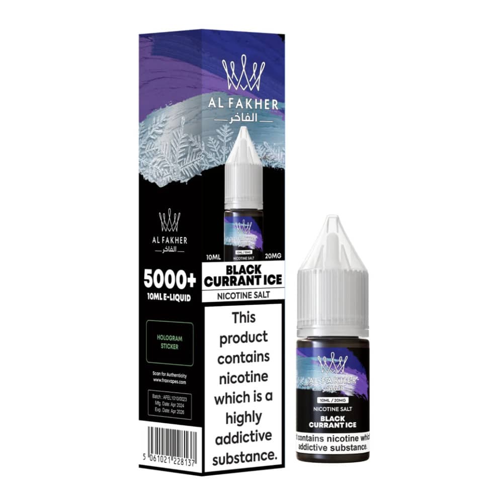 Al Fakher Nic Salts e liquids 10ml Box of 10 Blackcurrant Ice 10mg