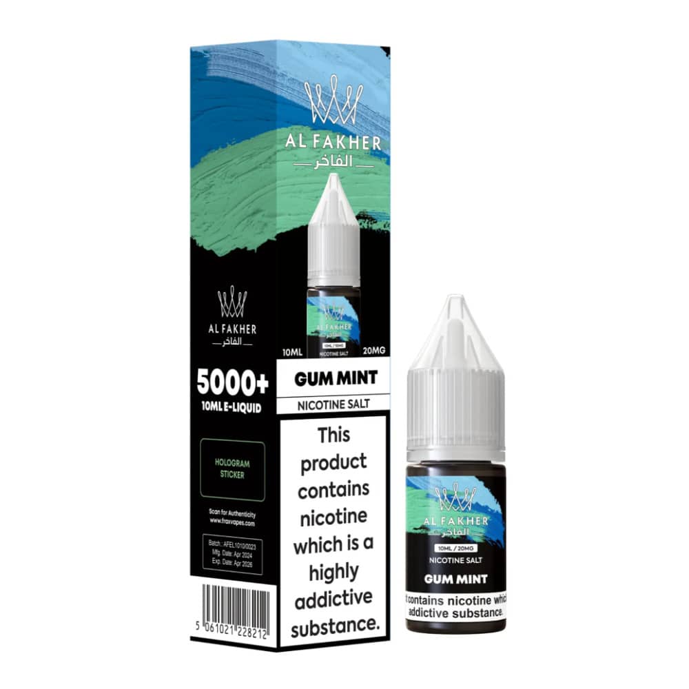 Al Fakher Nic Salts e liquids 10ml Box of 10 Gum Mint 20mg
