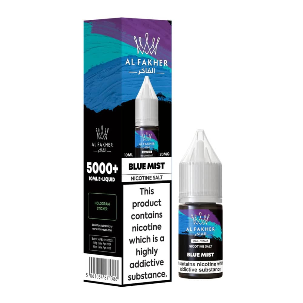 Al Fakher Nic Salts e liquids 10ml Box of 10 Blue Mist 10mg