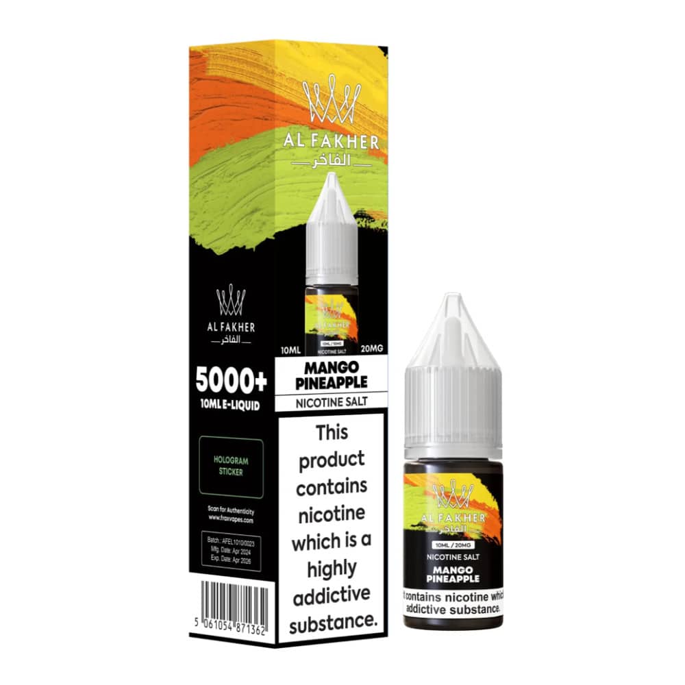 Al Fakher Nic Salts e liquids 10ml Box of 10 Mango Pineapple 10mg