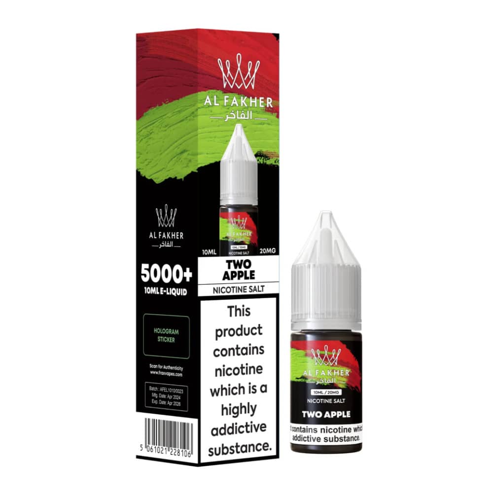 Al Fakher Nic Salts e liquids 10ml Box of 10 Two Apple 20mg