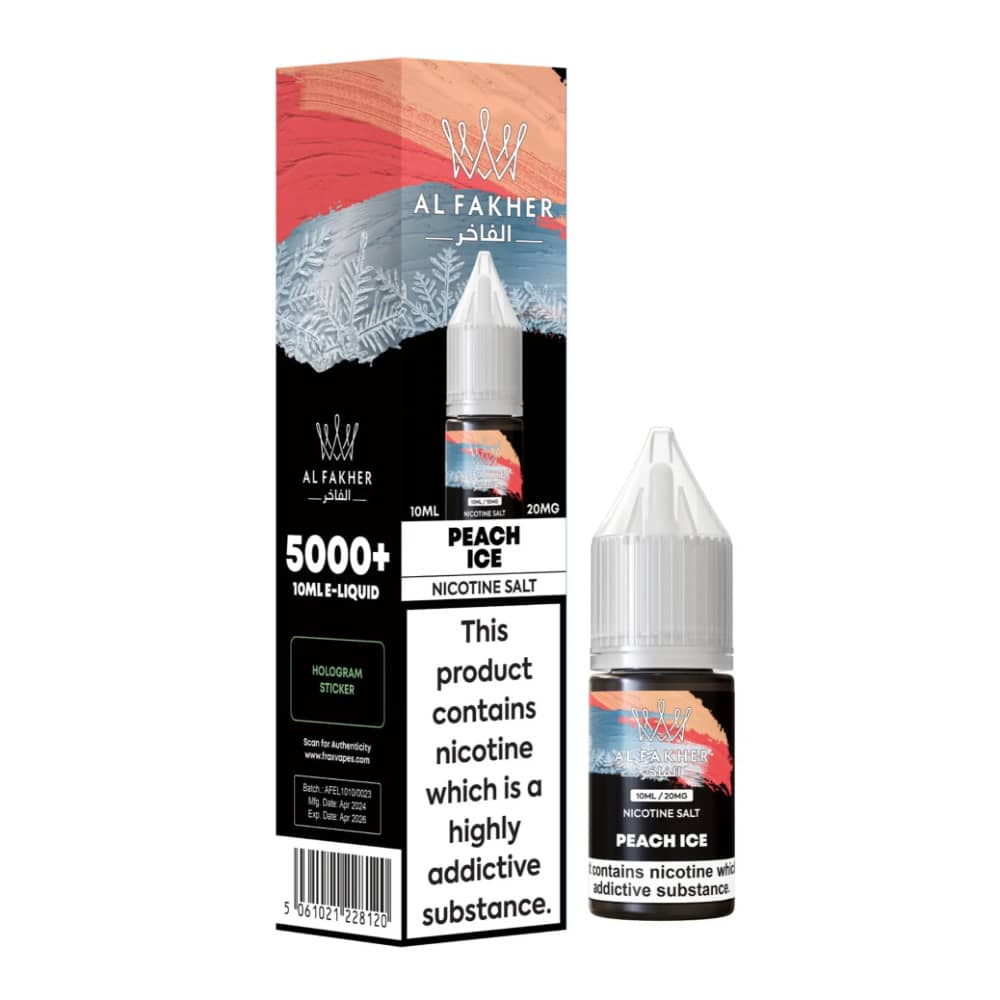 Al Fakher Nic Salts e liquids 10ml Box of 10 Peach Ice 10mg
