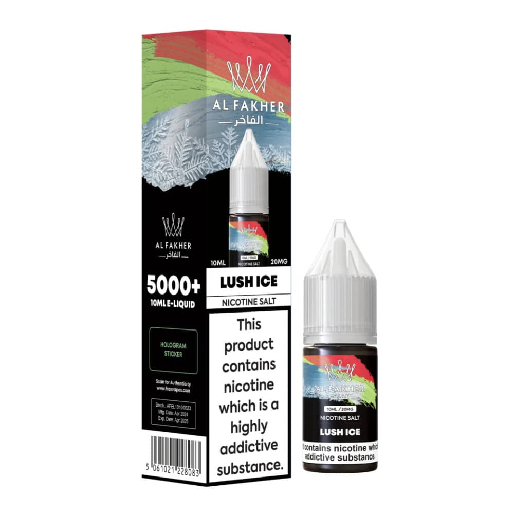 Al Fakher Nic Salts e liquids 10ml Box of 10 Lush Ice 20mg