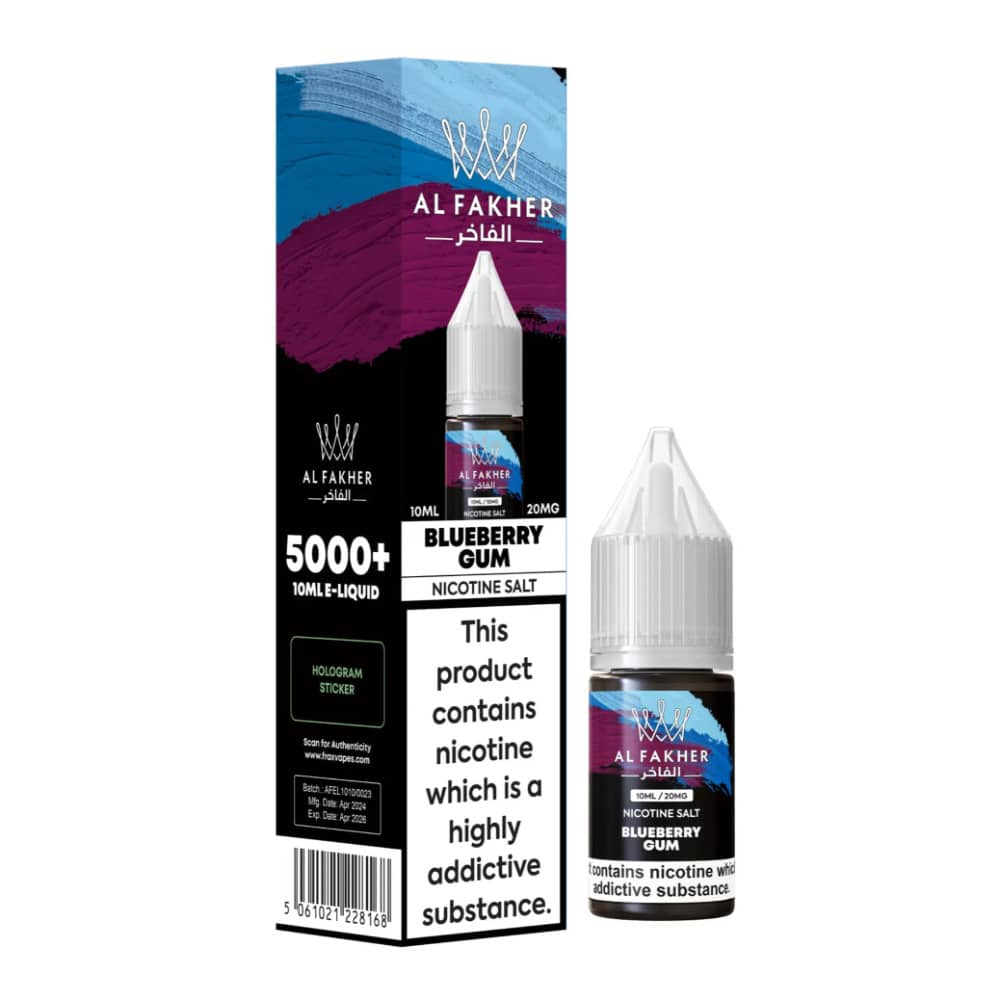 Al Fakher Nic Salts e liquids 10ml Box of 10 Blueberry Gum 10mg