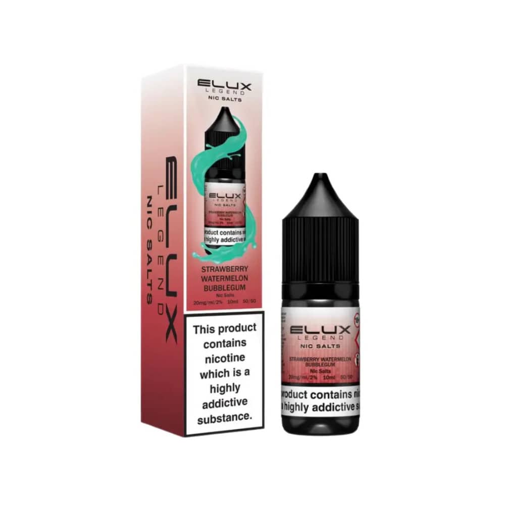 Elux Legend Nic Salts E-Liquids 10ml Box of 10 Strawberry Watermelon Bubble Gum 10mg