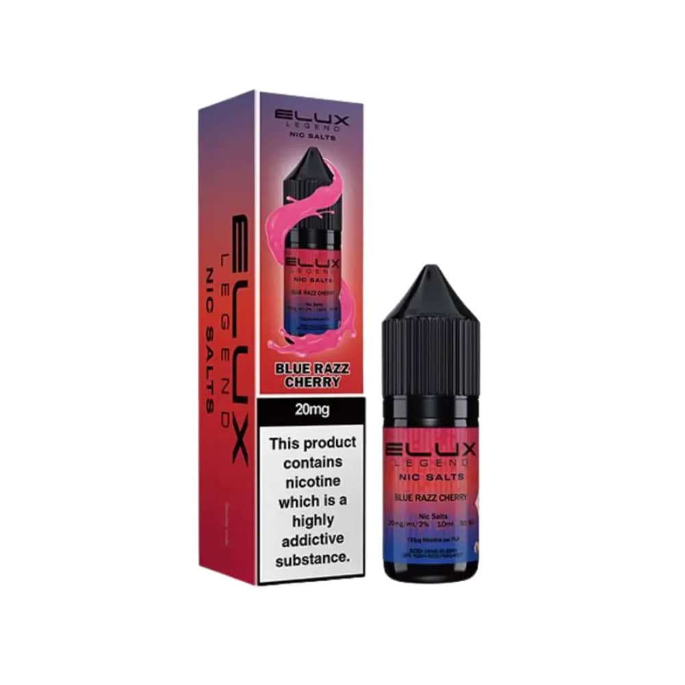 Elux Legend Nic Salts E-Liquids 10ml Box of 10 Blue Razz Cherry 10mg