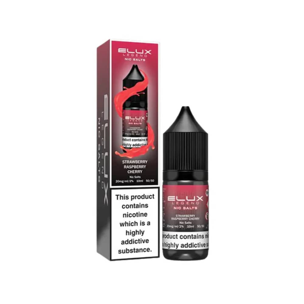 Elux Legend Nic Salts E-Liquids 10ml Box of 10 Strawberry Raspberry Cherry 20mg
