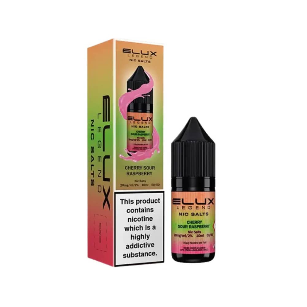 Elux Legend Nic Salts E-Liquids 10ml Box of 10 Cherry Sour Raspberry 20mg