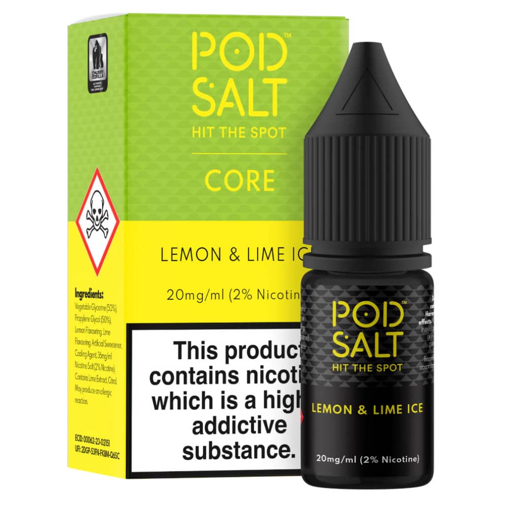 Pod Salt Core Nic Salts e liquids 10ml Box of 5 Lemon & Lime Ice 11mg