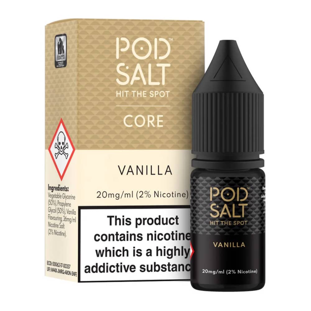 Pod Salt Core Nic Salts e liquids 10ml Box of 5 Vanilla 20mg