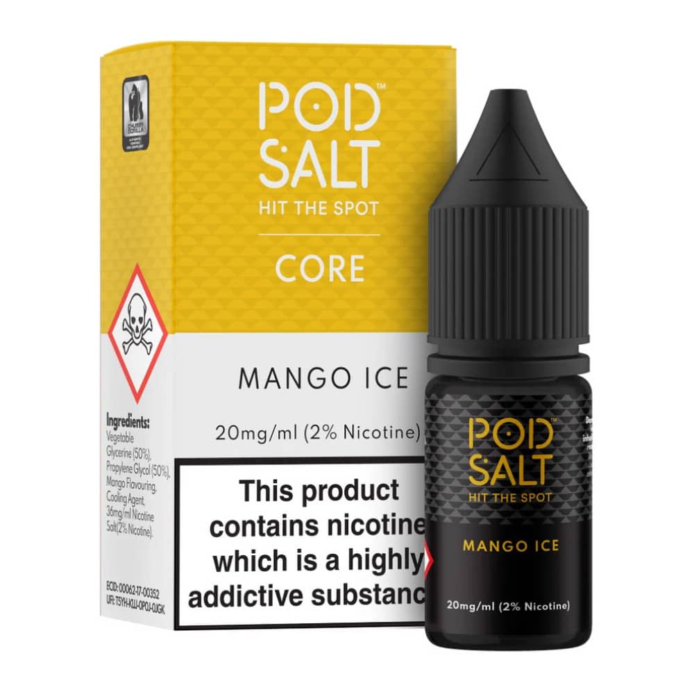Pod Salt Core Nic Salts e liquids 10ml Box of 5 Mango Ice 11mg