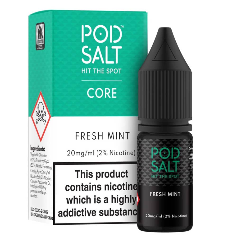 Pod Salt Core Nic Salts e liquids 10ml Box of 5 Fresh Mint 20mg