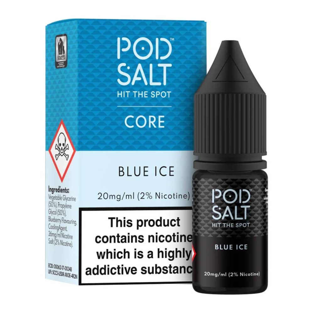 Pod Salt Core Nic Salts e liquids 10ml Box of 5 Blue Ice 20mg