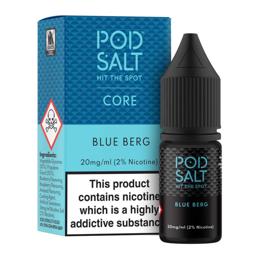 Pod Salt Core Nic Salts e liquids 10ml Box of 5 Blue Berg 20mg